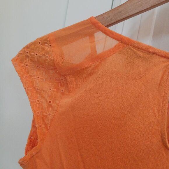 LIMITED  Eyelet Floral Short Sleeve Blouse Orange - Picture 6 of 10
